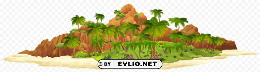 island with palm trees Isolated Subject with Clear PNG Background