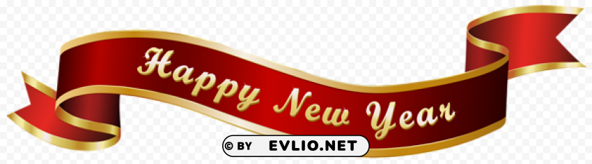 Happy New Year Red Banner Transparent PNG Image With Isolated Transparency