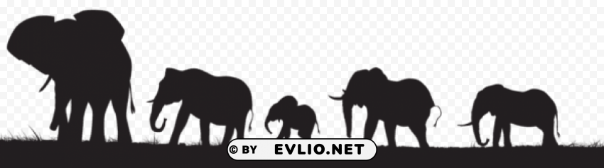 elephants silhouette PNG images with alpha background
