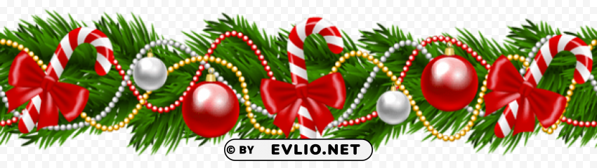 christmas pine deco garland ClearCut Background Isolated PNG Graphic Element