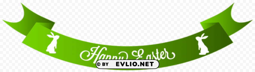 green happy easter banner PNG with alpha channel