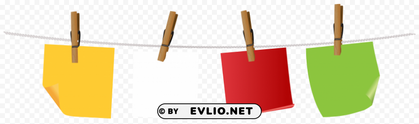 Sticky Notes Hanging On Rope PNG For Overlays