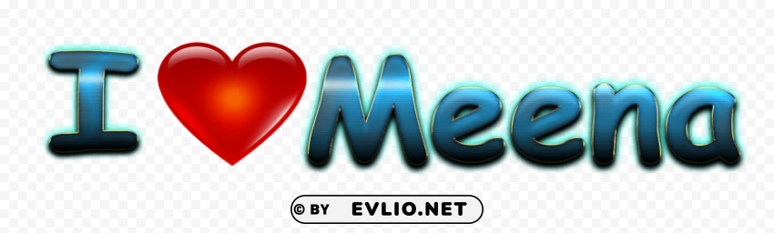meena heart name PNG Graphic Isolated on Clear Background Detail