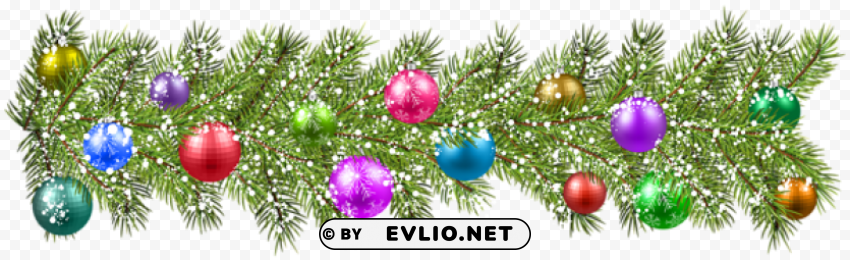 christmas pine branches and christmas balls Clear PNG