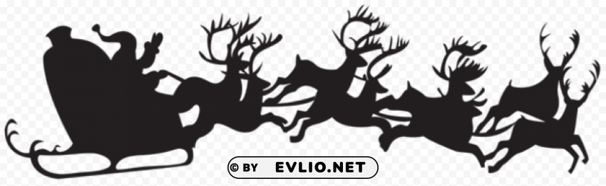 christmas silhouette santa claus with sleigh PNG images with clear alpha channel