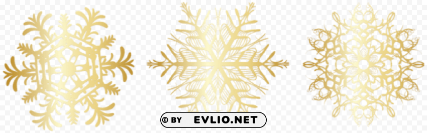 golden snowflakes set Transparent Background PNG Isolated Graphic