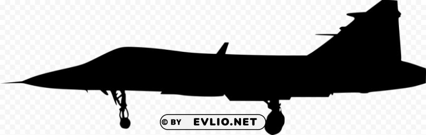figther plane side view silhouette PNG with Transparency and Isolation
