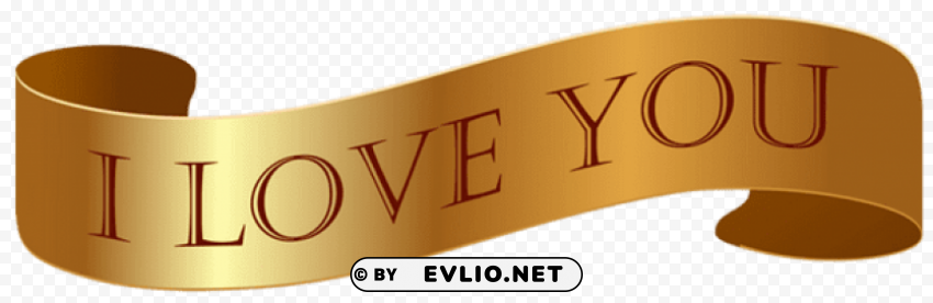 gold banner i love youpicture Transparent Background Isolated PNG Item png images background -  image ID is 43b875b4