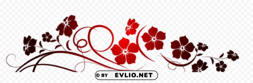 red flowers decoration PNG images for advertising