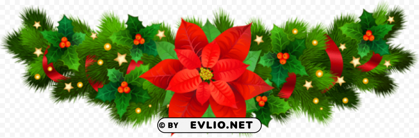 christmas decorative with poinsettia High-quality PNG images with transparency