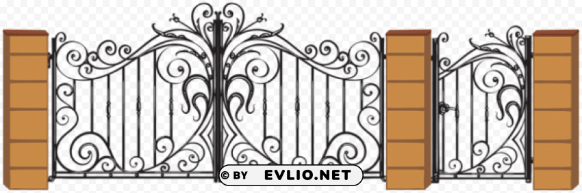 fence with door Free PNG download