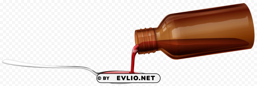 medical syrup and spoon Isolated Artwork in Transparent PNG Format