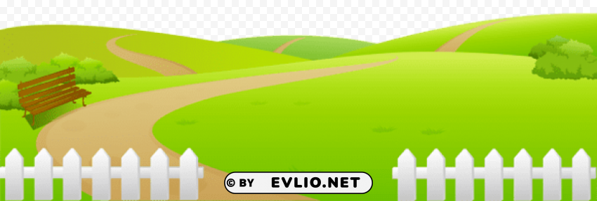 grass ground with fence Transparent Background PNG Isolated Design