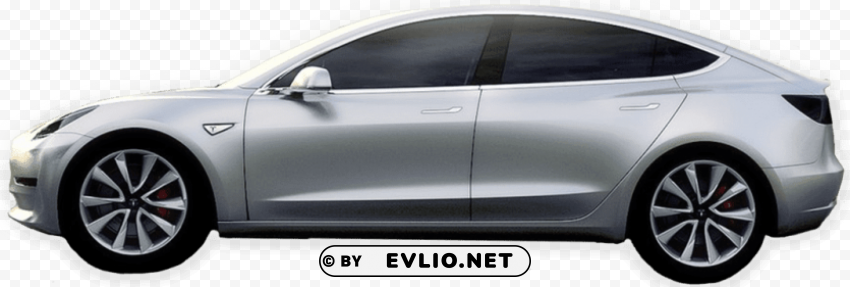 tesla model 3 grey side view Isolated Graphic on Clear Background PNG