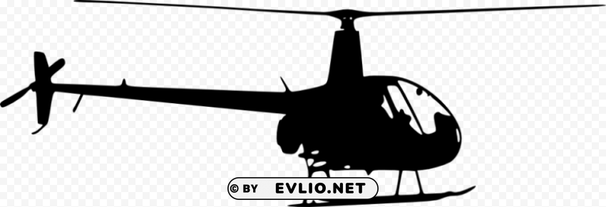helicopter side view silhouette Transparent PNG Isolated Object with Detail