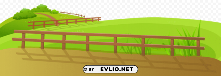 grass ground with fence Transparent Cutout PNG Graphic Isolation