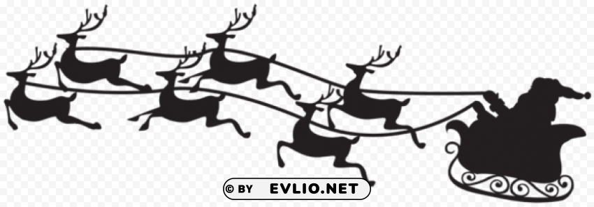 santa on sled silhouette Transparent PNG images for graphic design