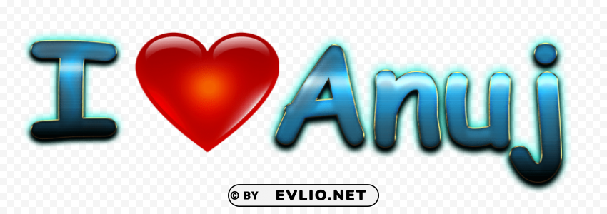 anuj heart name Isolated Design on Clear Transparent PNG
