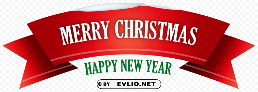 merry christmas red snowy banner Isolated Design Element on Transparent PNG