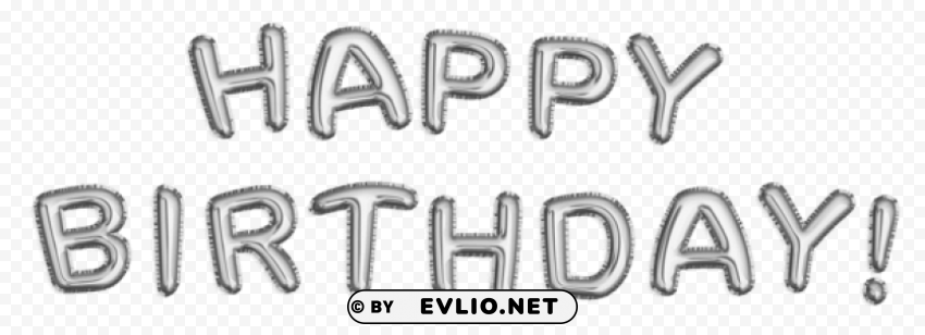 happy birthday silver foil PNG images with alpha background