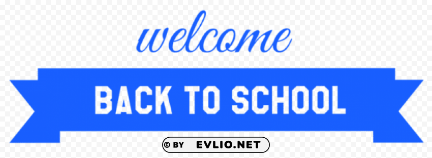 blue welcome back to school banner PNG with transparent overlay