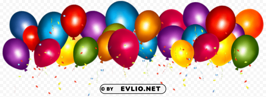 transparent colorful balloons with confetti clipar PNG images with alpha transparency free