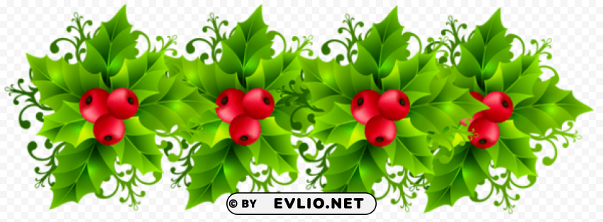 christmas holly garland transparent ClearCut Background PNG Isolated Element