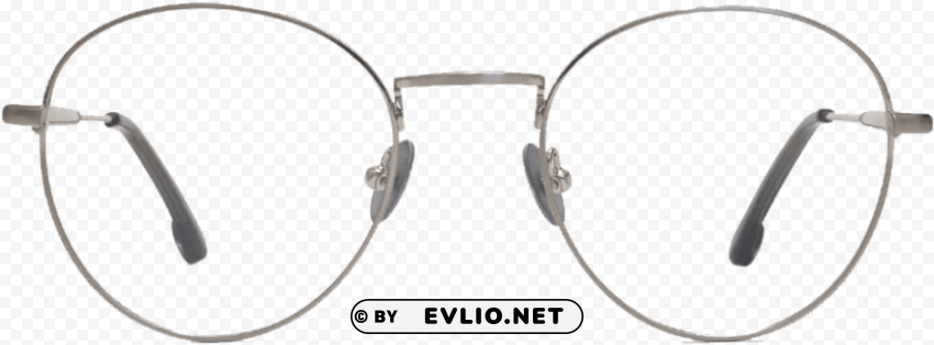 Mens Quincy Round Glasses In Brushed Silver Transparent PNG Isolated Item