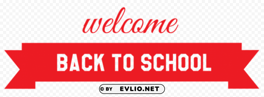 red welcome back to school banner PNG with transparent bg