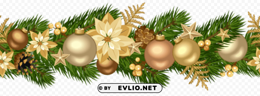 Christmas Decorative Golden Garland Clear PNG Pictures Bundle