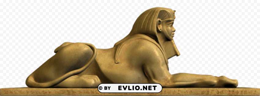 Golden Sphinx Statue ClearCut Background PNG Isolated Item