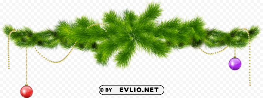 transparent pine branch with christmas balls PNG images for websites