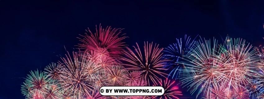 Elevate Your Screen with a Breathtaking Panoramic Fireworks Photography PNG images with clear backgrounds