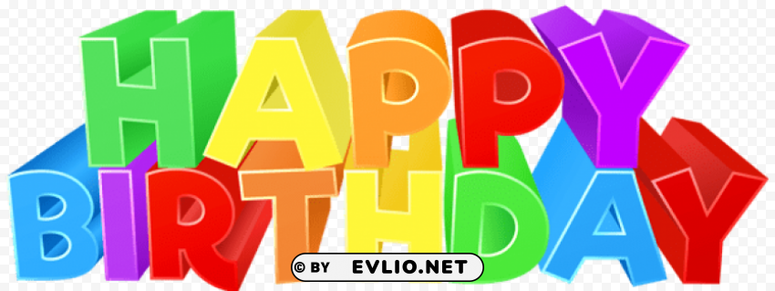 Happy Birthday Colorful Text PNG Cutout