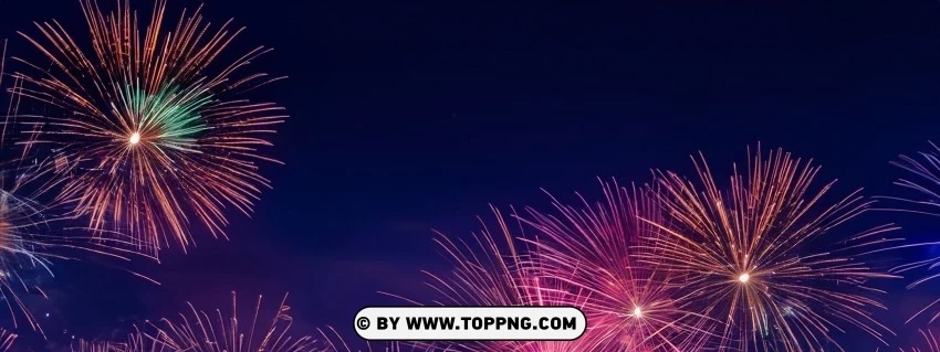 High-Res Panoramic Image of Fireworks Illuminating the Night Sky PNG images with no background assortment