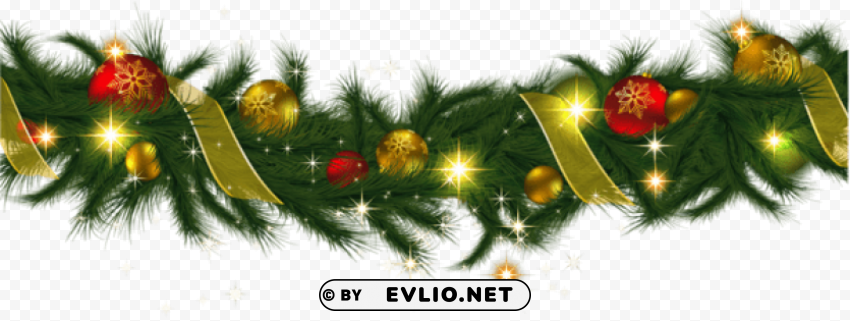 transparent christmas pine garland with lights Clear PNG pictures broad bulk