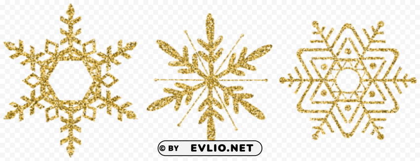 gold decorative snowflake set Transparent background PNG images comprehensive collection