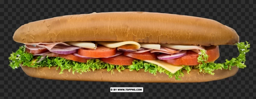 Italian Submarine Sandwich with Fresh Ingredients PNG Graphic with Transparent Background Isolation