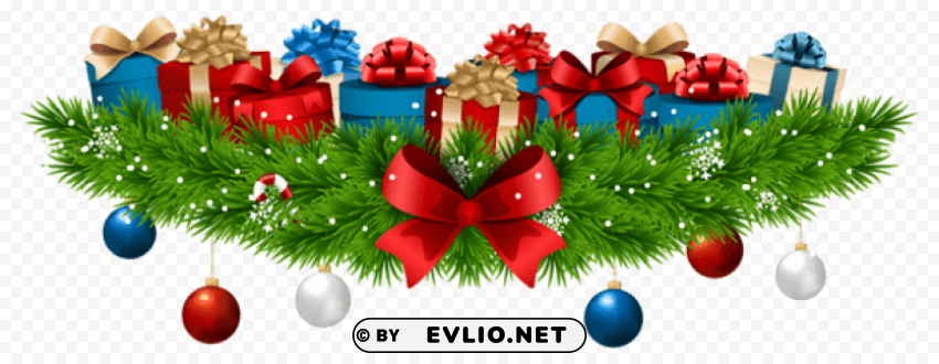 christmas decoration with gifts Clear Background Isolated PNG Object