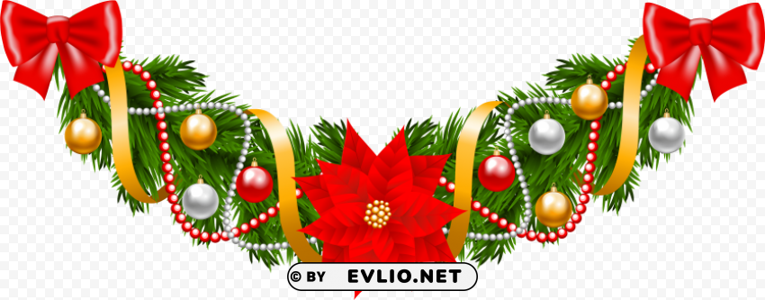 christmas garland Isolated Artwork on Clear Background PNG