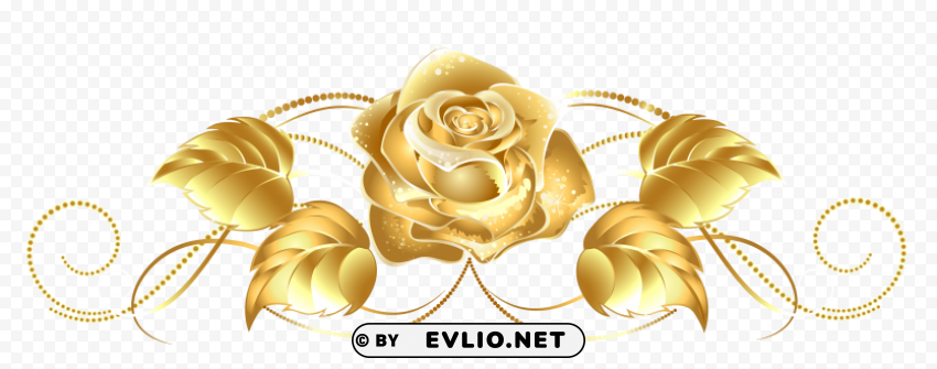 beautiful gold rose decor Clean Background Isolated PNG Icon