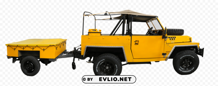yellow jeep with cart Free PNG images with alpha channel set