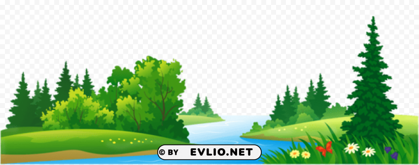 grass lake and trees transparent Clear Background PNG Isolated Element Detail