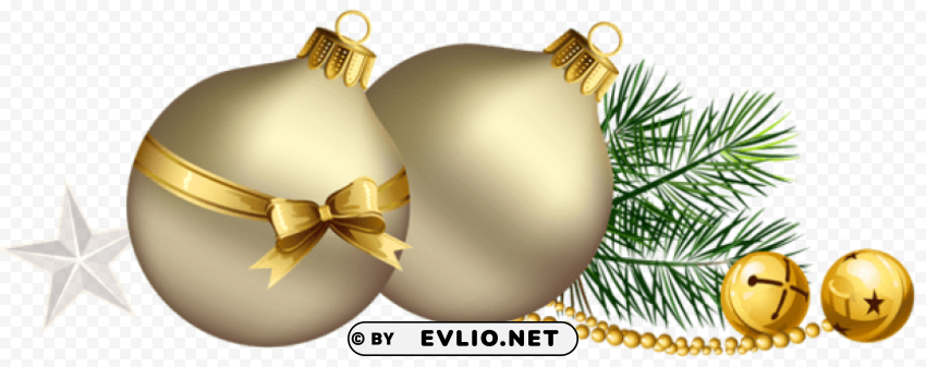 christmas balls with pine branch and star PNG graphics with clear alpha channel broad selection