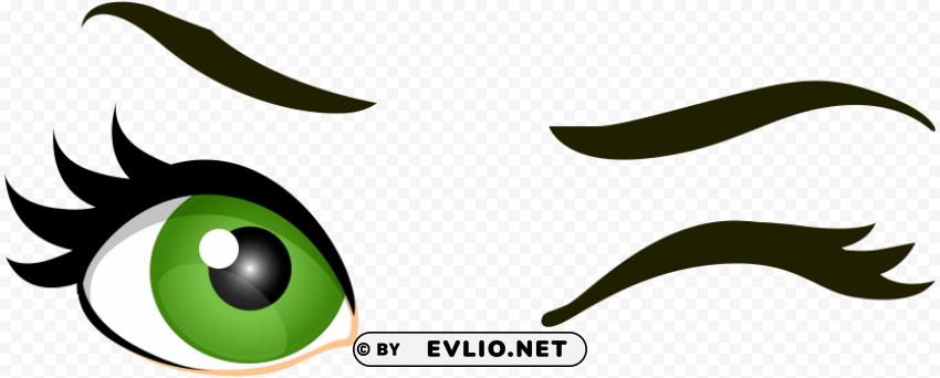 green winking eyes Transparent PNG Image Isolation