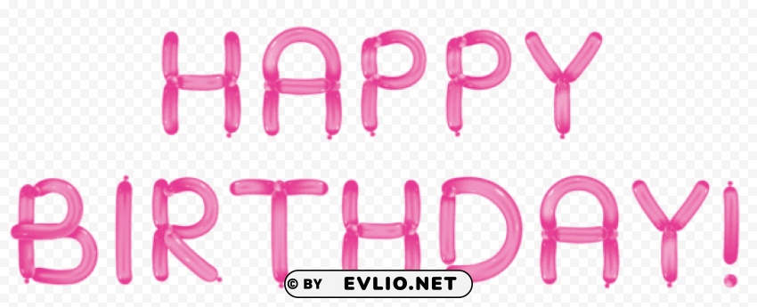 happy birthday with pink balloons transparent Clear Background PNG Isolated Design