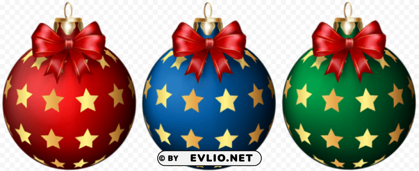 beautiful christmas ball set with stars Free PNG images with transparent layers