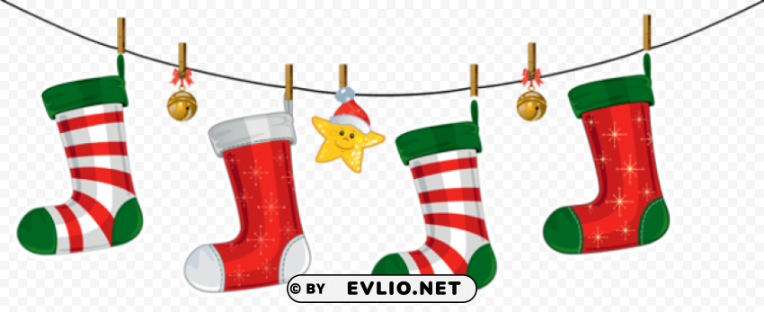 transparent christmas stockings decoration Isolated Object on Clear Background PNG