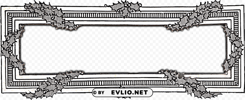 christmas clip art holly frame - vintage christmas clip art black and white Isolated Item with Transparent Background PNG