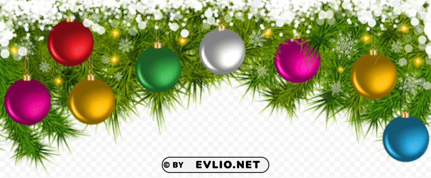 christmas pine branches and ornaments Clean Background Isolated PNG Character